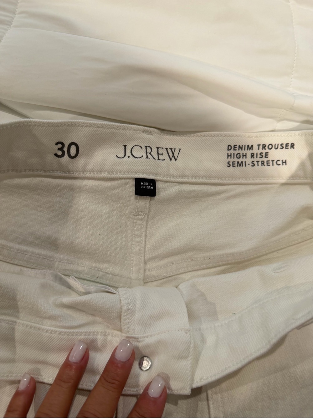 J. Crew Off-White High-Rise Denim Trouser